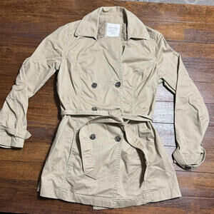 Sonoma Life + Style Medium Women's Tan Double Breasted Belted Jacket With Belt